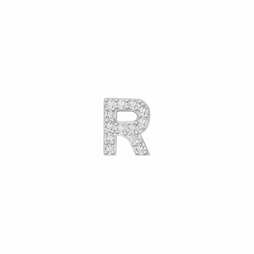 SKINNY SILVER R CHARM(WHITE)