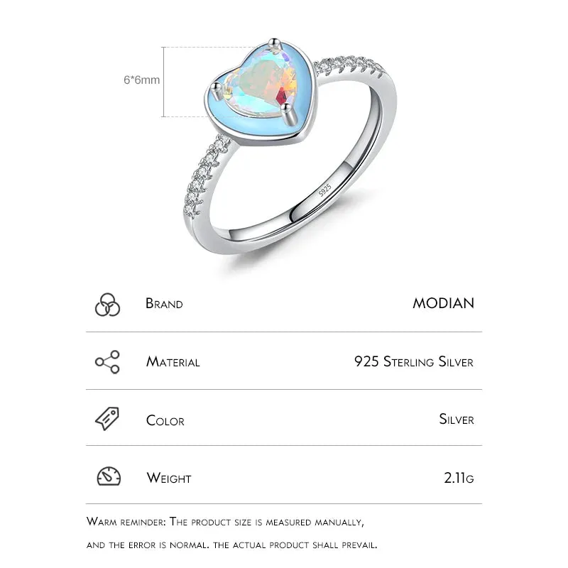 Sky Blue Heart Silver Ring