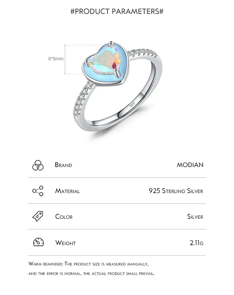 Sky Blue Heart Silver Ring
