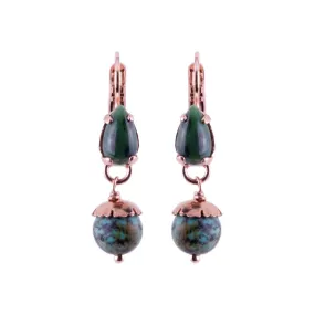 Small Pear Leverback Earrings with Drop in "Deep Forest" *Custom*
