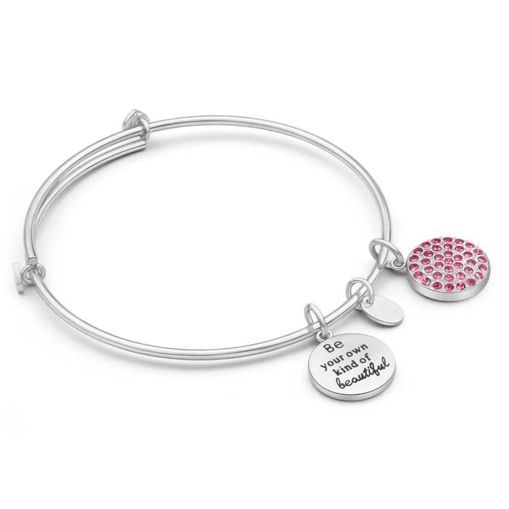 Stainless Steel Crystal Charm Bangle
