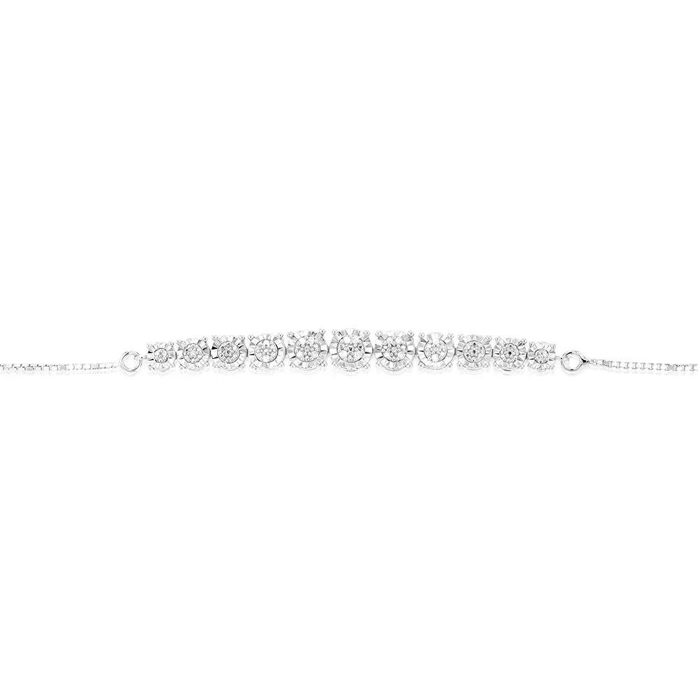 Sterling Silver 1/10 Carat Diamond Slider Bracelet