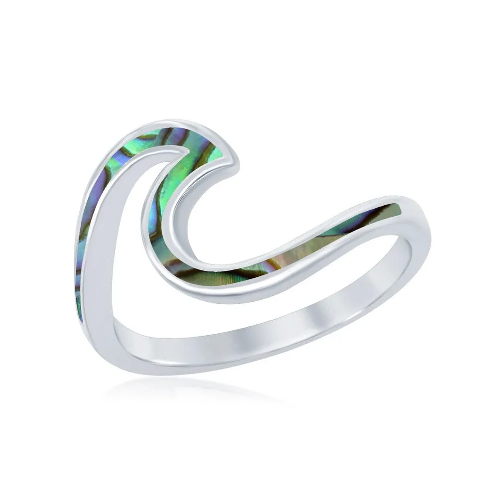Sterling Silver Abalone Wave Design Ring, Size 6 (91974)