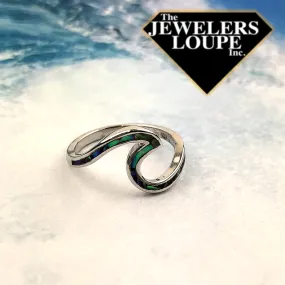 Sterling Silver Abalone Wave Design Ring, Size 6 (91974)