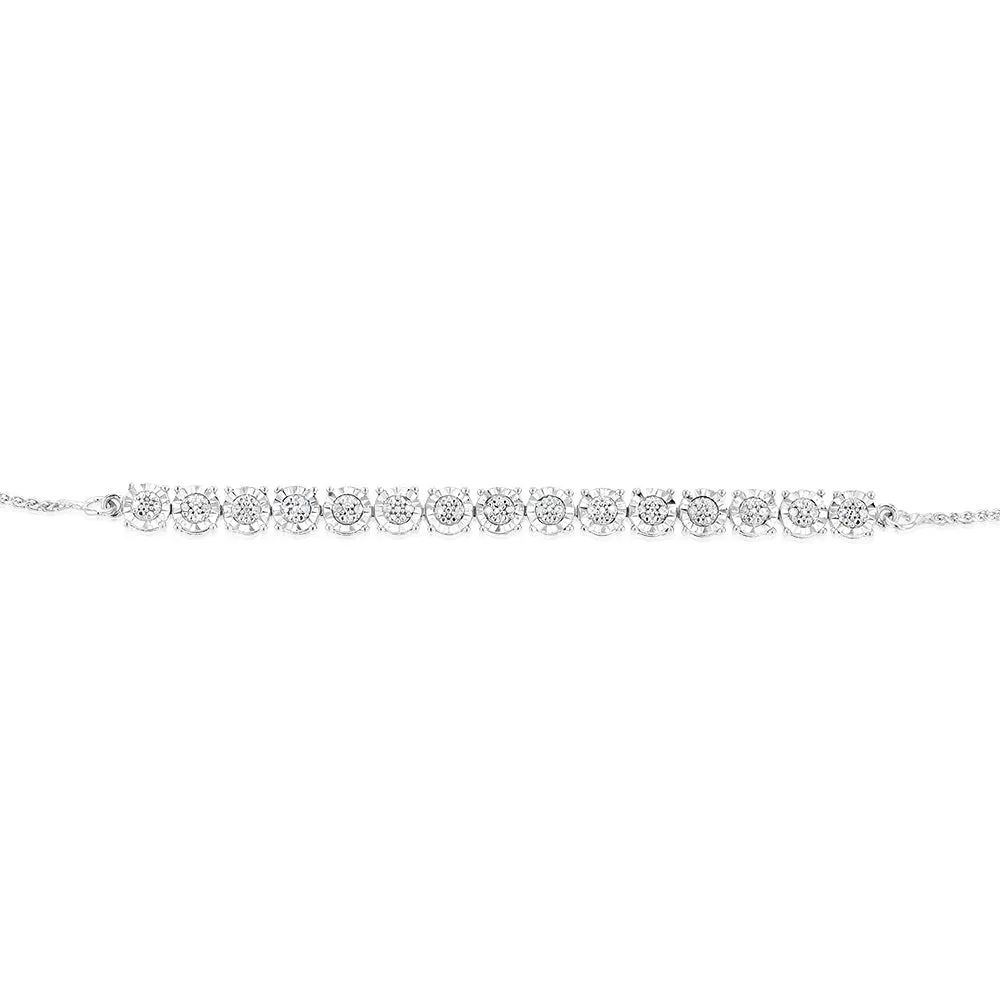 Sterling Silver Diamond Slider Bracelet With 30 Round Brilliant Cut Diamonds