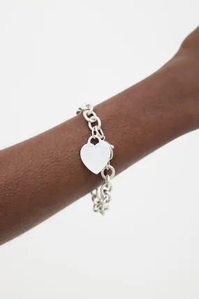 Sterling Silver Heart Tag Charm Bracelet