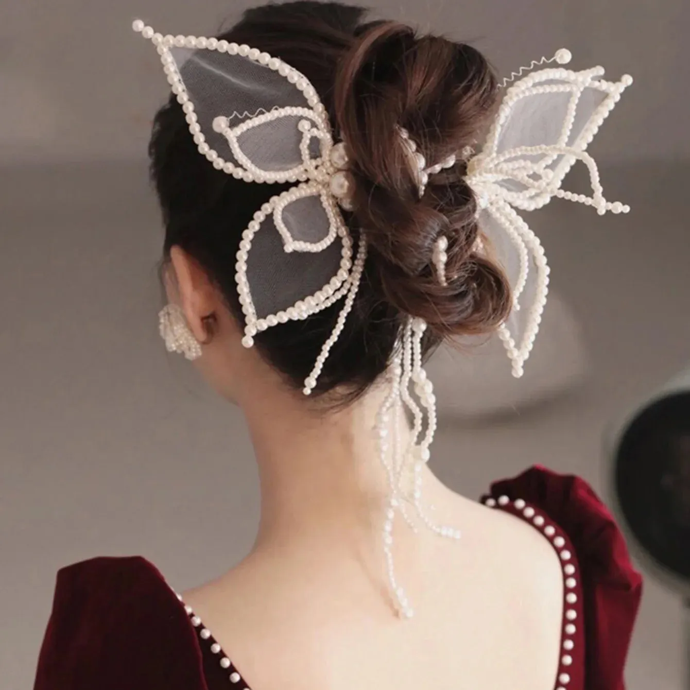 TAVIMART  -  silk yarn butterfly hairpin bride wedding clip hair accessories with jewelry show