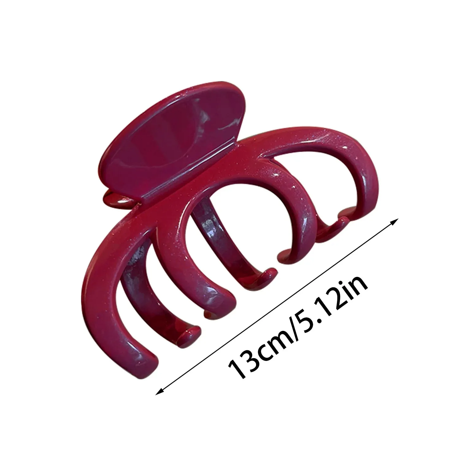 TAVIMART  -  Wine Red Geometry Hair Claw Shark Clip For Woman 13cm Large Crab Clip Versatile Hairpin Fashion Love Heart Hair Accessories