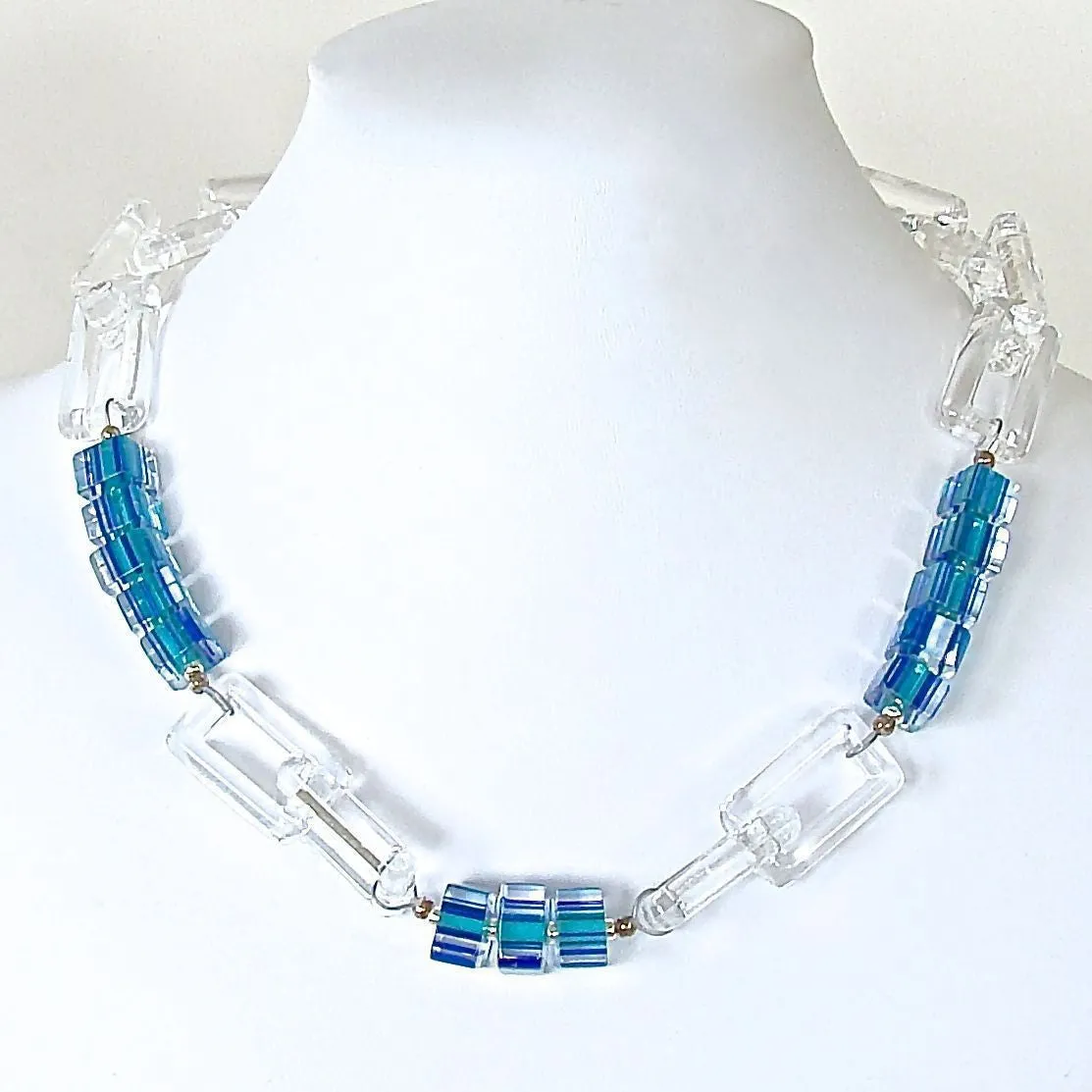 Tetra: 17.5" Clear Chain Necklace and Bracelet