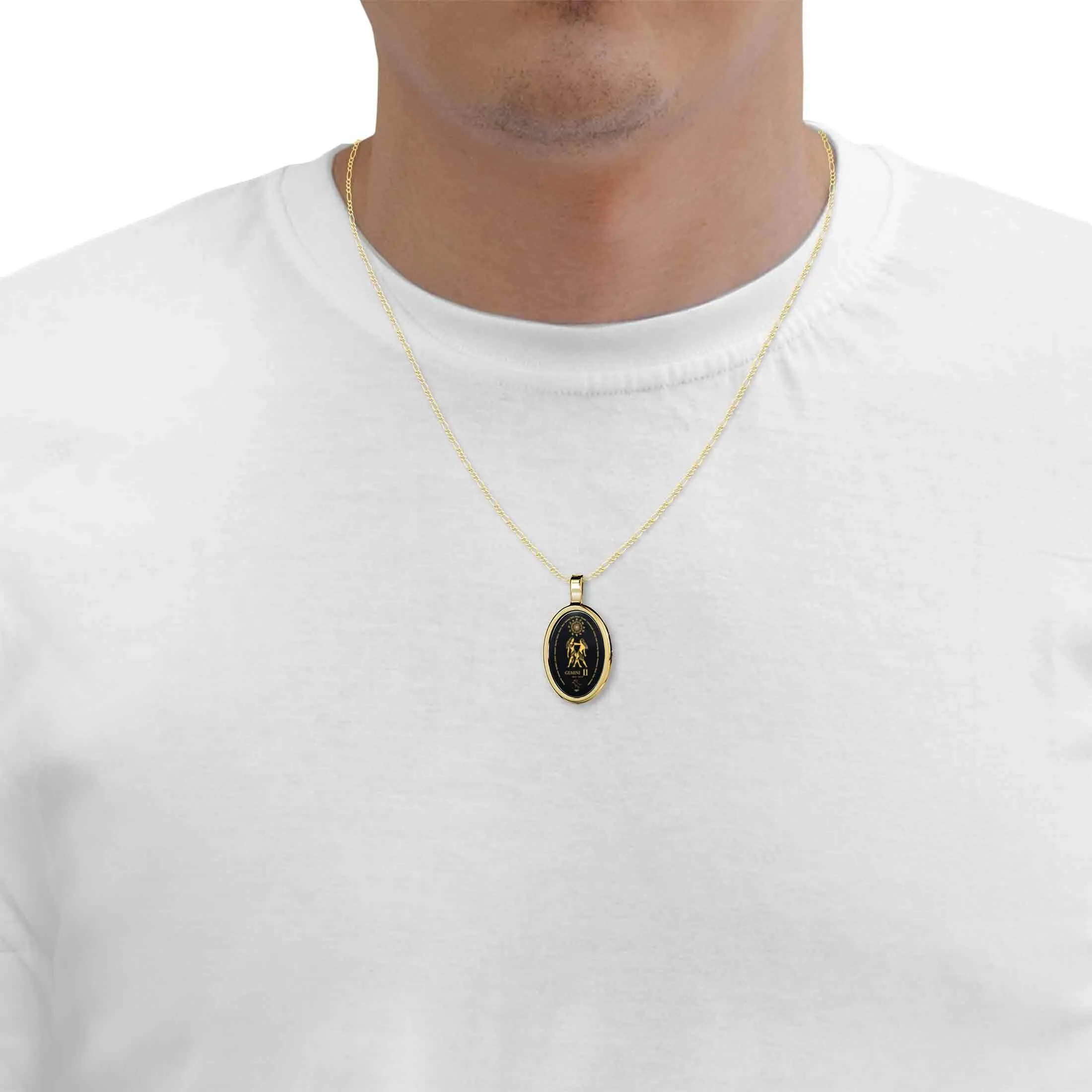The World of Gemini, 14k Gold Necklace, Onyx