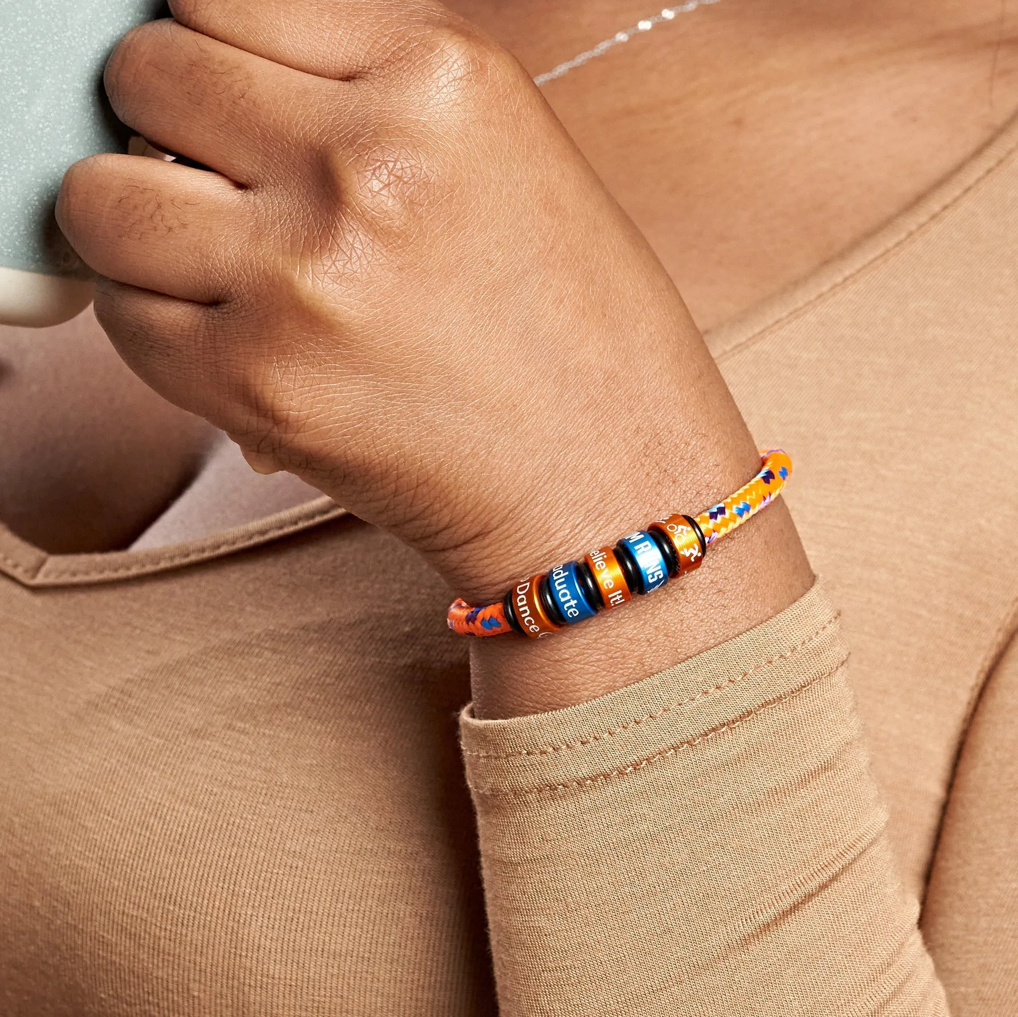 This Woman Runs OceanYarn NOTCH Bracelet - Coral Crush with Brass Clasp