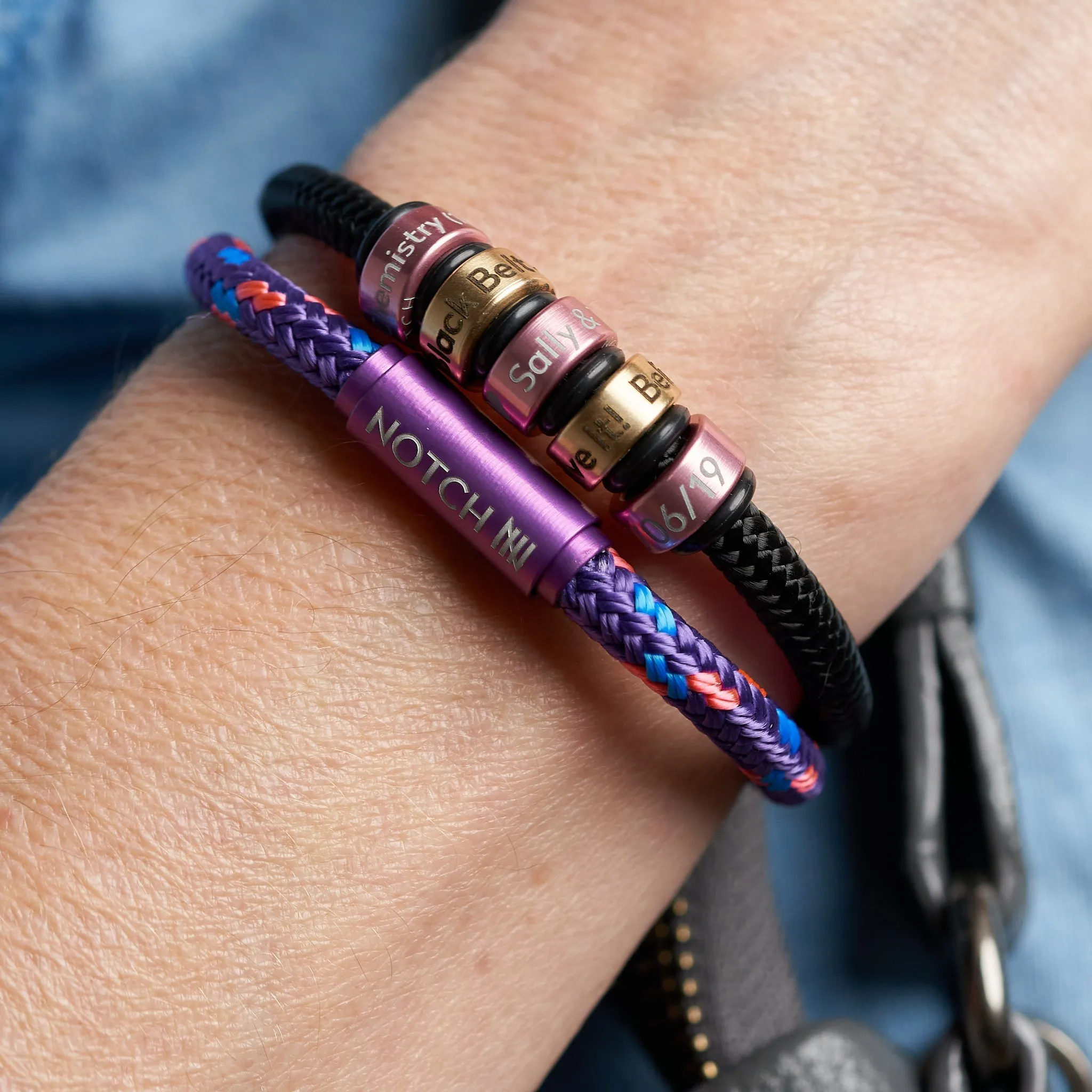 This Woman Runs OceanYarn NOTCH Bracelet - Coral Crush with Brass Clasp