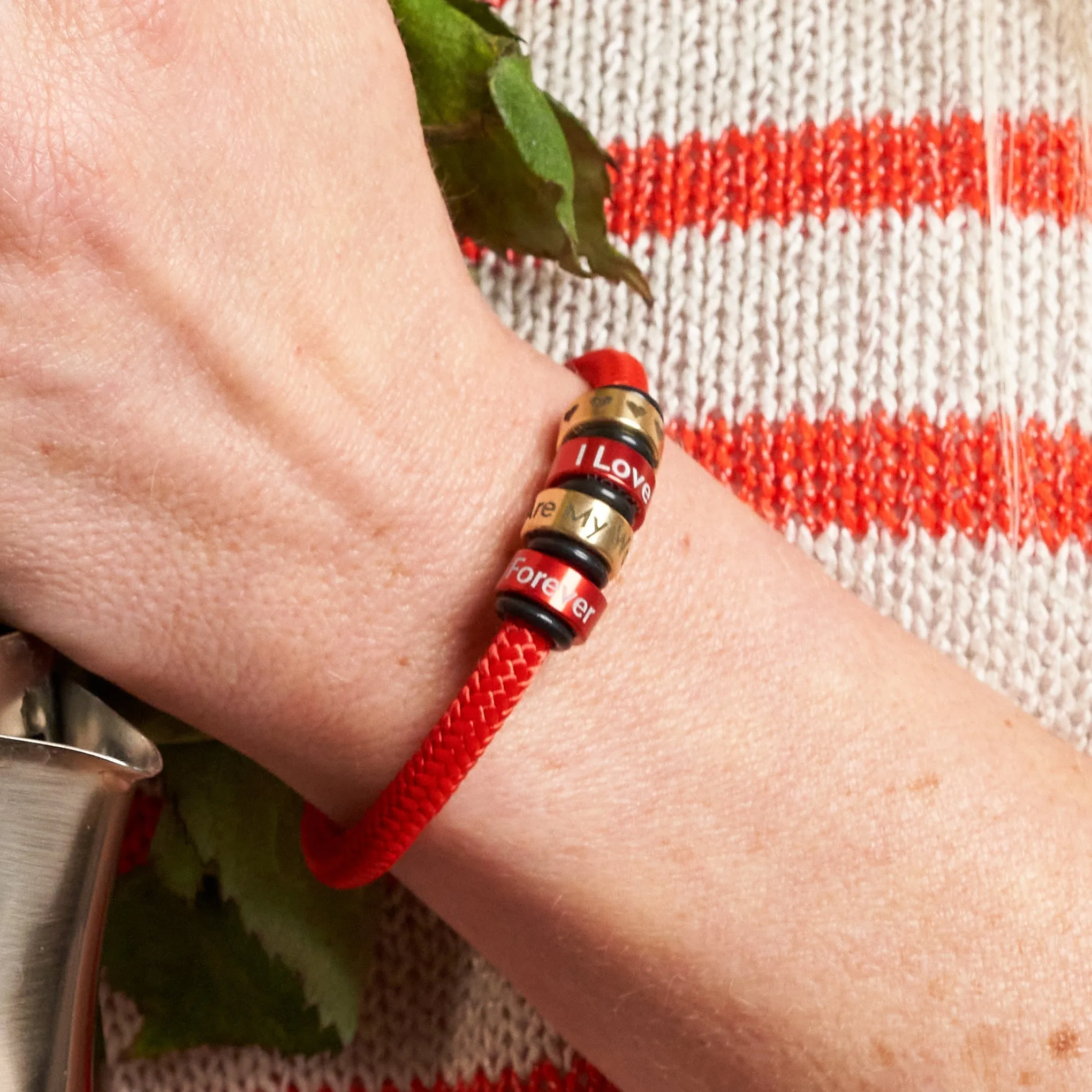 This Woman Runs OceanYarn NOTCH Bracelet - Coral Crush with Brass Clasp