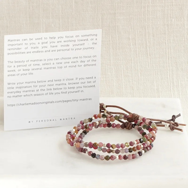 Tiny Mantras Bracelet - Pink Tourmaline | Daily Intention Bracelet