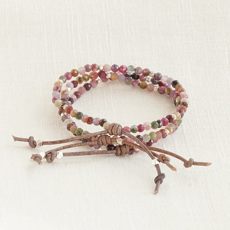 Tiny Mantras Bracelet - Pink Tourmaline | Daily Intention Bracelet