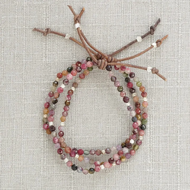 Tiny Mantras Bracelet - Pink Tourmaline | Daily Intention Bracelet