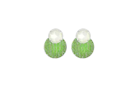 TRACEY CHEN |  EARRINGS | 天然翡翠琺瑯耳飾 (白金-橘色, 綠色)