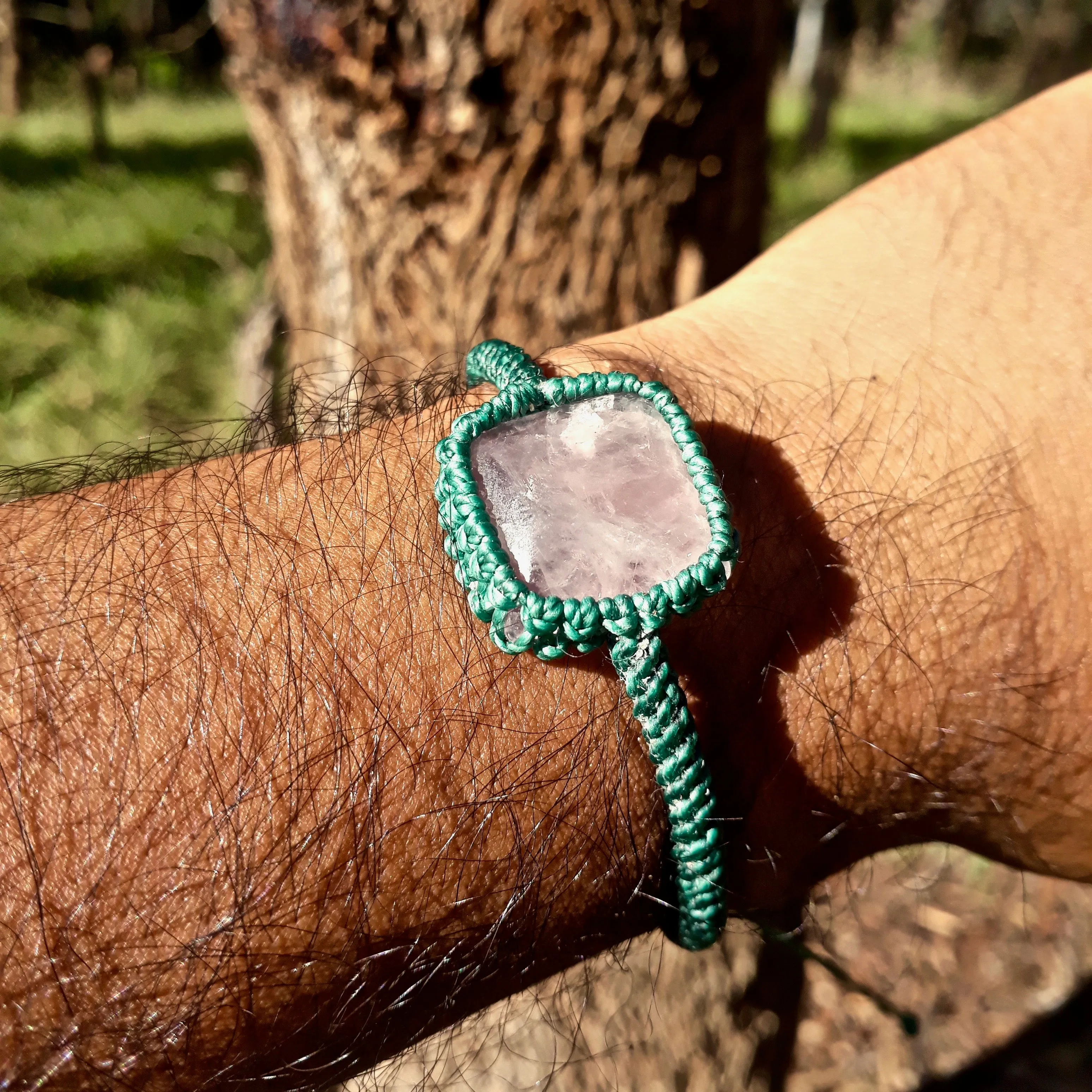 Translucent rose quartz bracelet