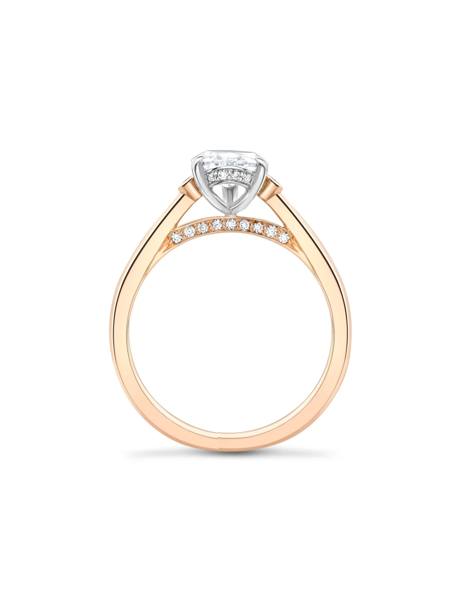Trilogy Pear White and Pink Diamond Rose Gold Ring