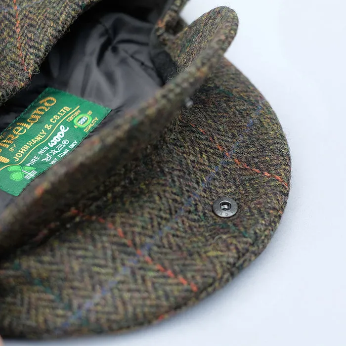 Tweed Flat Cap in green windowpane