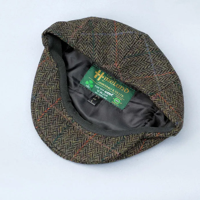 Tweed Flat Cap in green windowpane