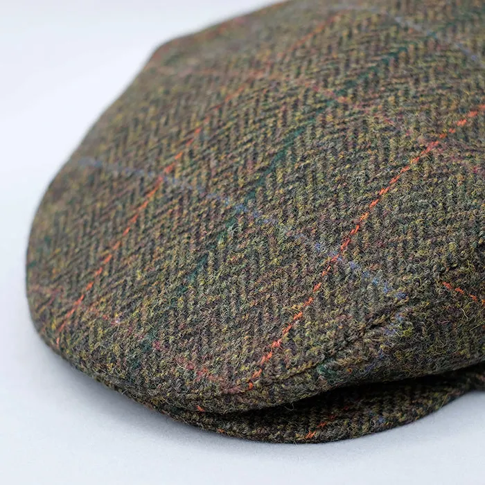 Tweed Flat Cap in green windowpane