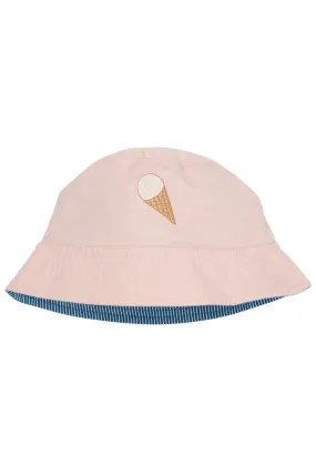 TWILL BUCKET HAT REVERSIBLE - DUSTY ROSE/SHARP BLUE STRIPE