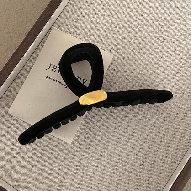 VAIGE 13cm Flocking Hair Claw Clip - Elegant Acrylic & Alloy Hairpin in Black, Dark Coffee, and Kahaki
