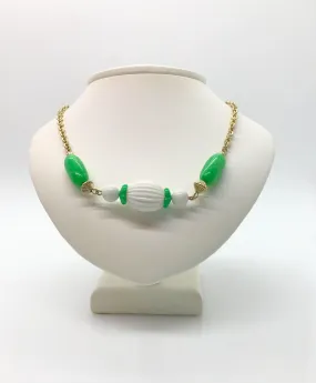 Vintage Avon "Come Summer"  Necklace with Green and White Beads (1975)