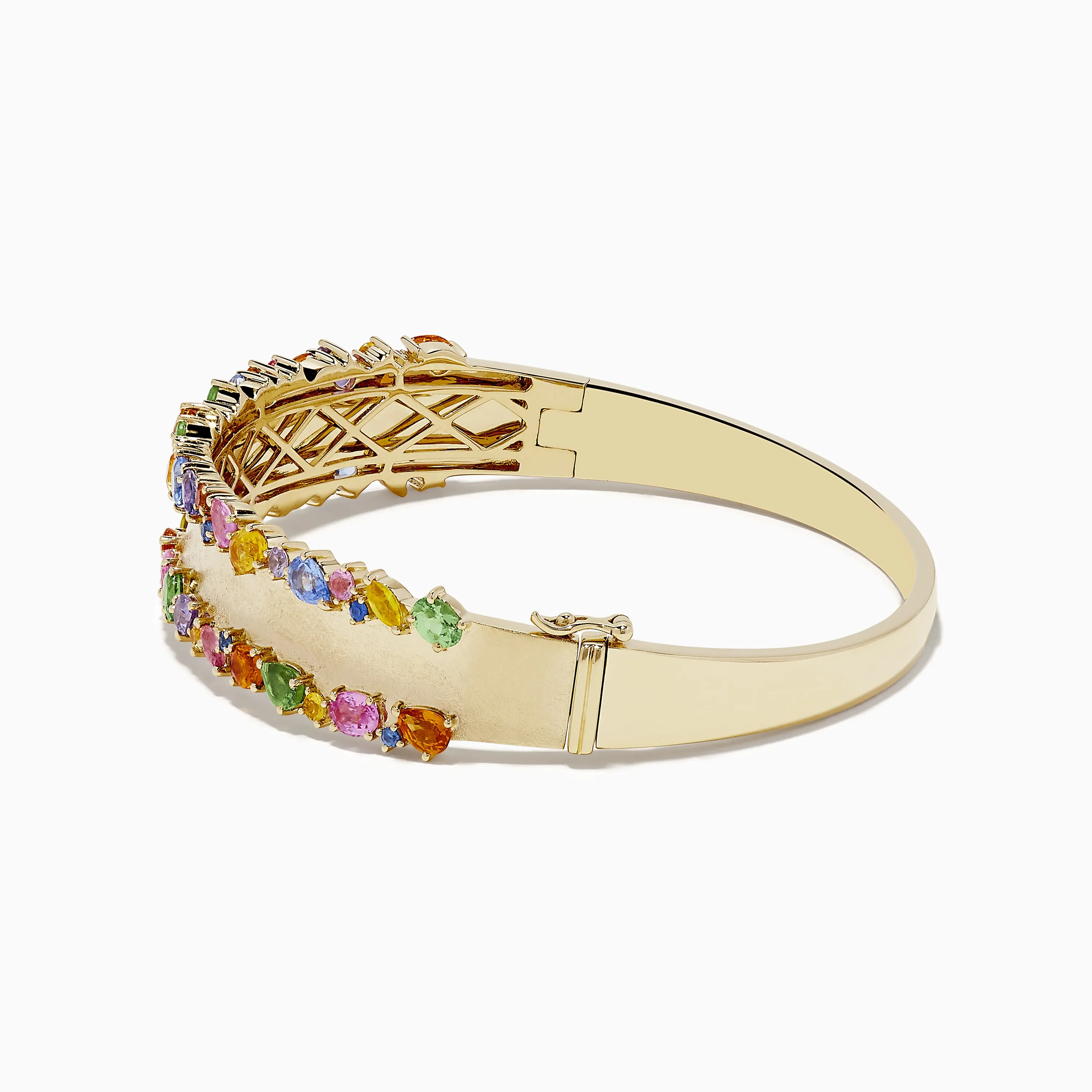 Watercolor 14k Yellow Gold Multi Sapphire Bangle