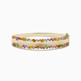 Watercolor 14k Yellow Gold Multi Sapphire Bangle
