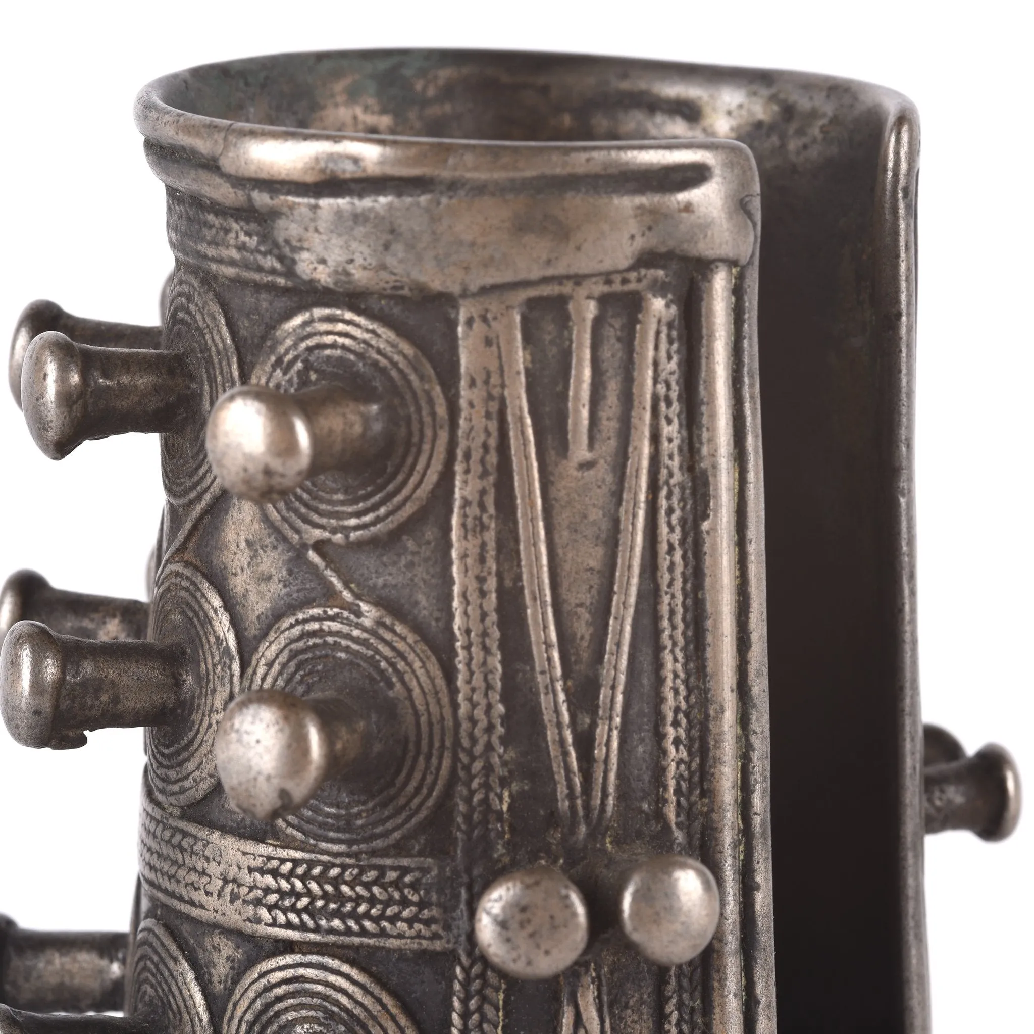 White Metal Tribal Bangle From Nagaland - Ca 1900