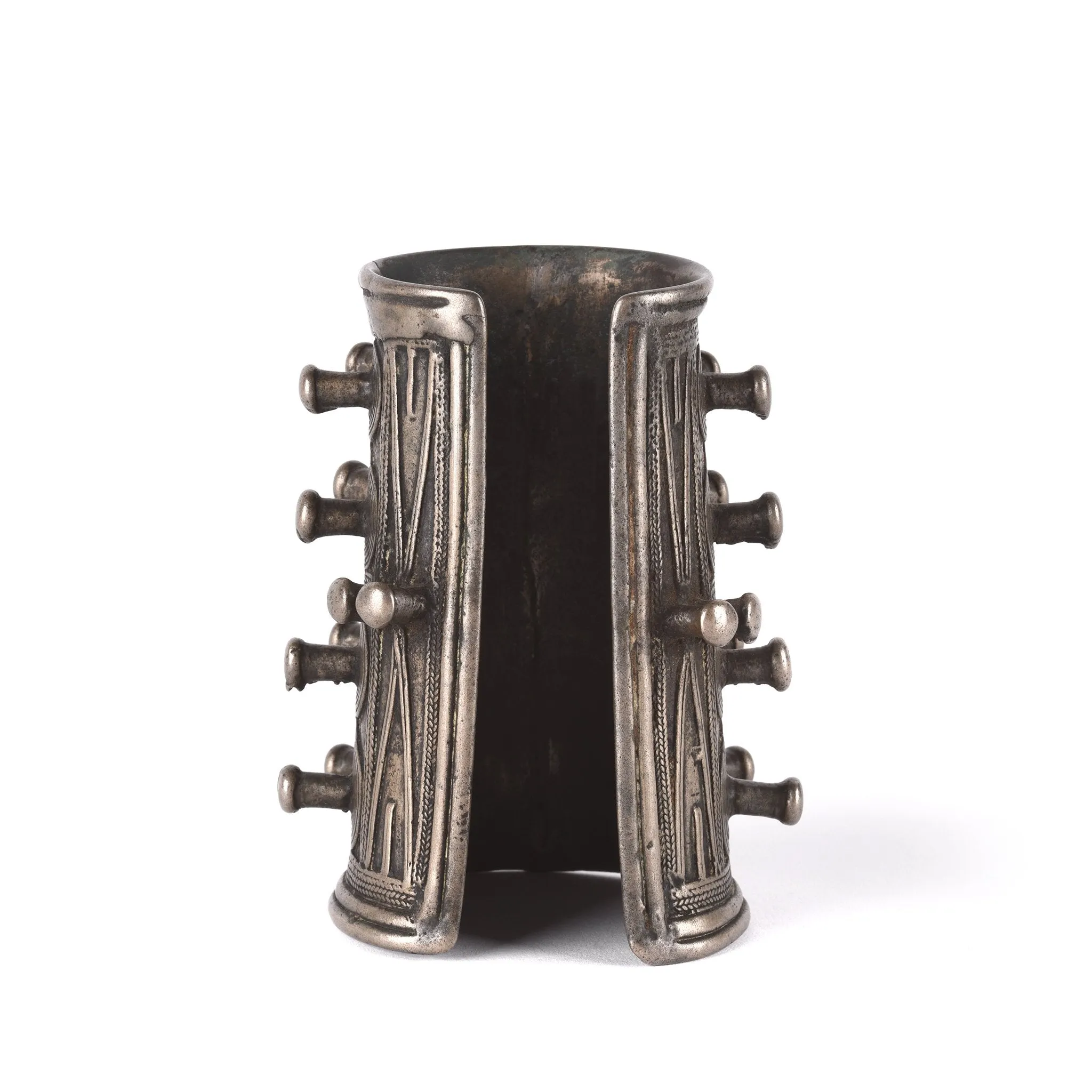 White Metal Tribal Bangle From Nagaland - Ca 1900