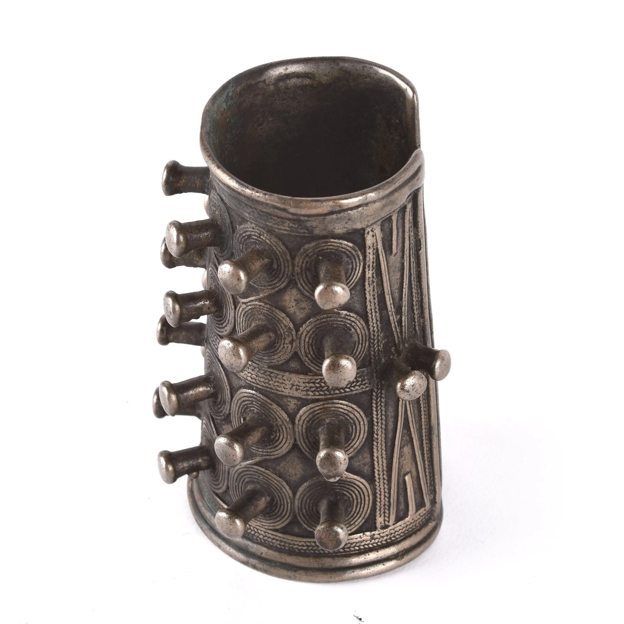 White Metal Tribal Bangle From Nagaland - Ca 1900