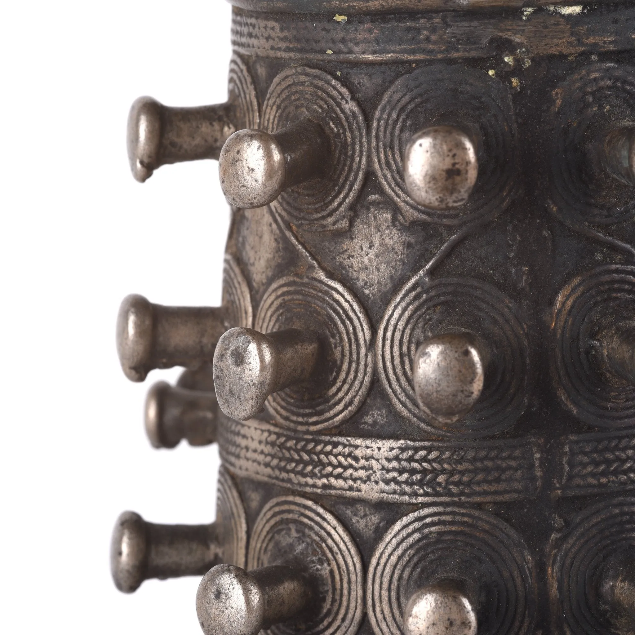 White Metal Tribal Bangle From Nagaland - Ca 1900