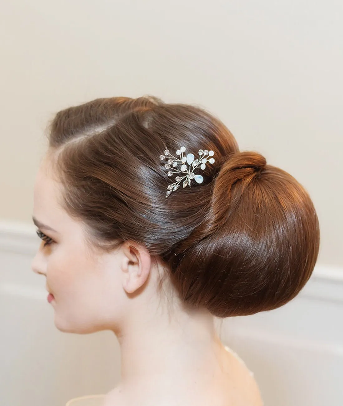 White Opal Crystals Hair Pin Set of 2