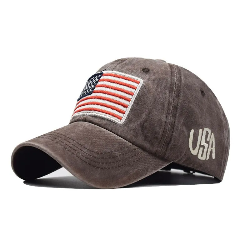 Women Baseball Cap Summer Denim Hats Men Spring USA Letter Flag Embroidery Baseball Hats Cotton Outdoor Vintage Visor Casual Cap