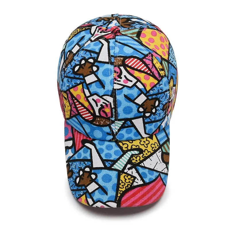 Women Men Cartoon Print Baseball Caps Female Male Lip Four Seasons Faloral Visors Snapback Cap Hat For Women Men