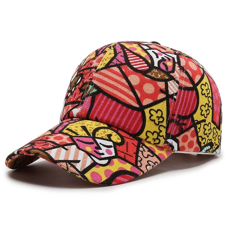 Women Men Cartoon Print Baseball Caps Female Male Lip Four Seasons Faloral Visors Snapback Cap Hat For Women Men