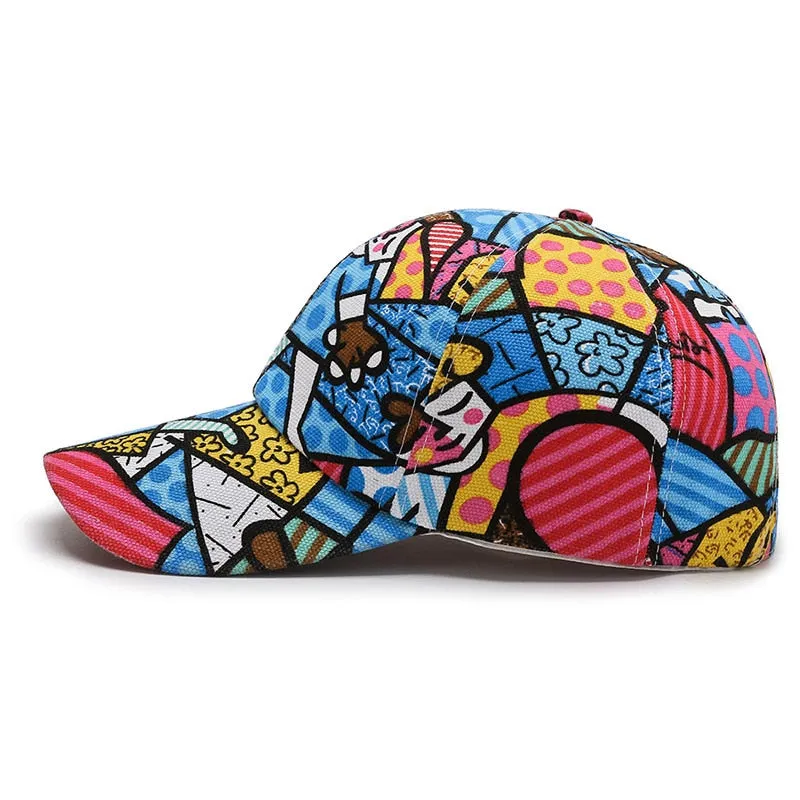 Women Men Cartoon Print Baseball Caps Female Male Lip Four Seasons Faloral Visors Snapback Cap Hat For Women Men