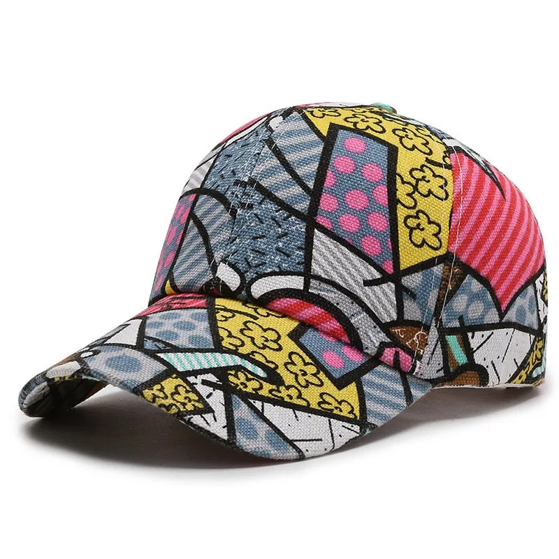 Women Men Cartoon Print Baseball Caps Female Male Lip Four Seasons Faloral Visors Snapback Cap Hat For Women Men