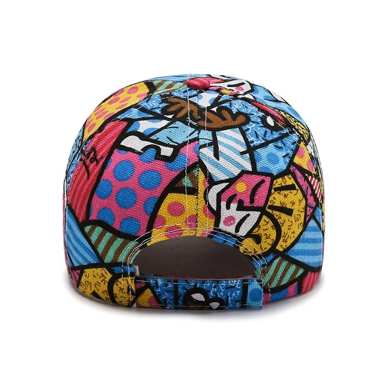 Women Men Cartoon Print Baseball Caps Female Male Lip Four Seasons Faloral Visors Snapback Cap Hat For Women Men