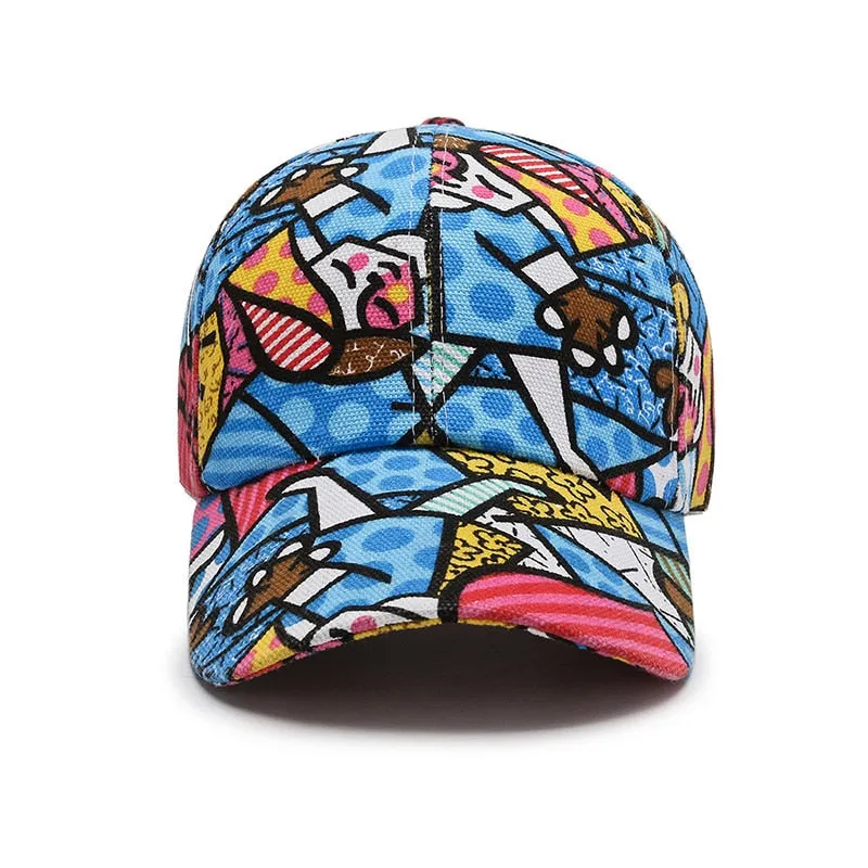 Women Men Cartoon Print Baseball Caps Female Male Lip Four Seasons Faloral Visors Snapback Cap Hat For Women Men