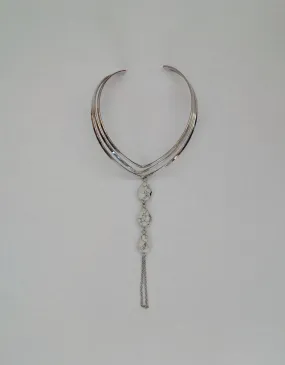 Womens Beaded Silver Heart Bangle