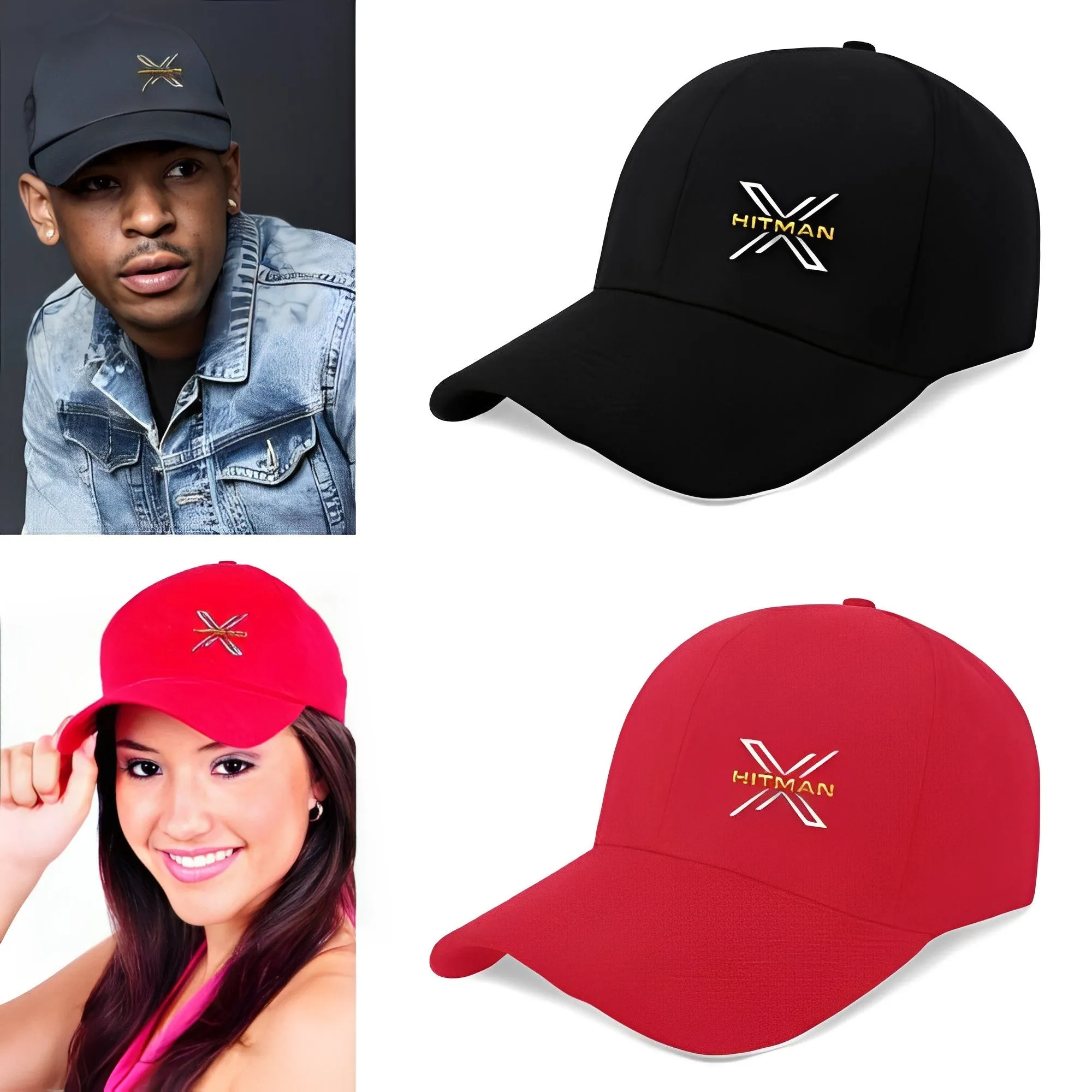 XHitman Stylish Modern, Sport Performance Adjustable Size Baseball Cap for Men and Women All Seasons Black & Red Combo