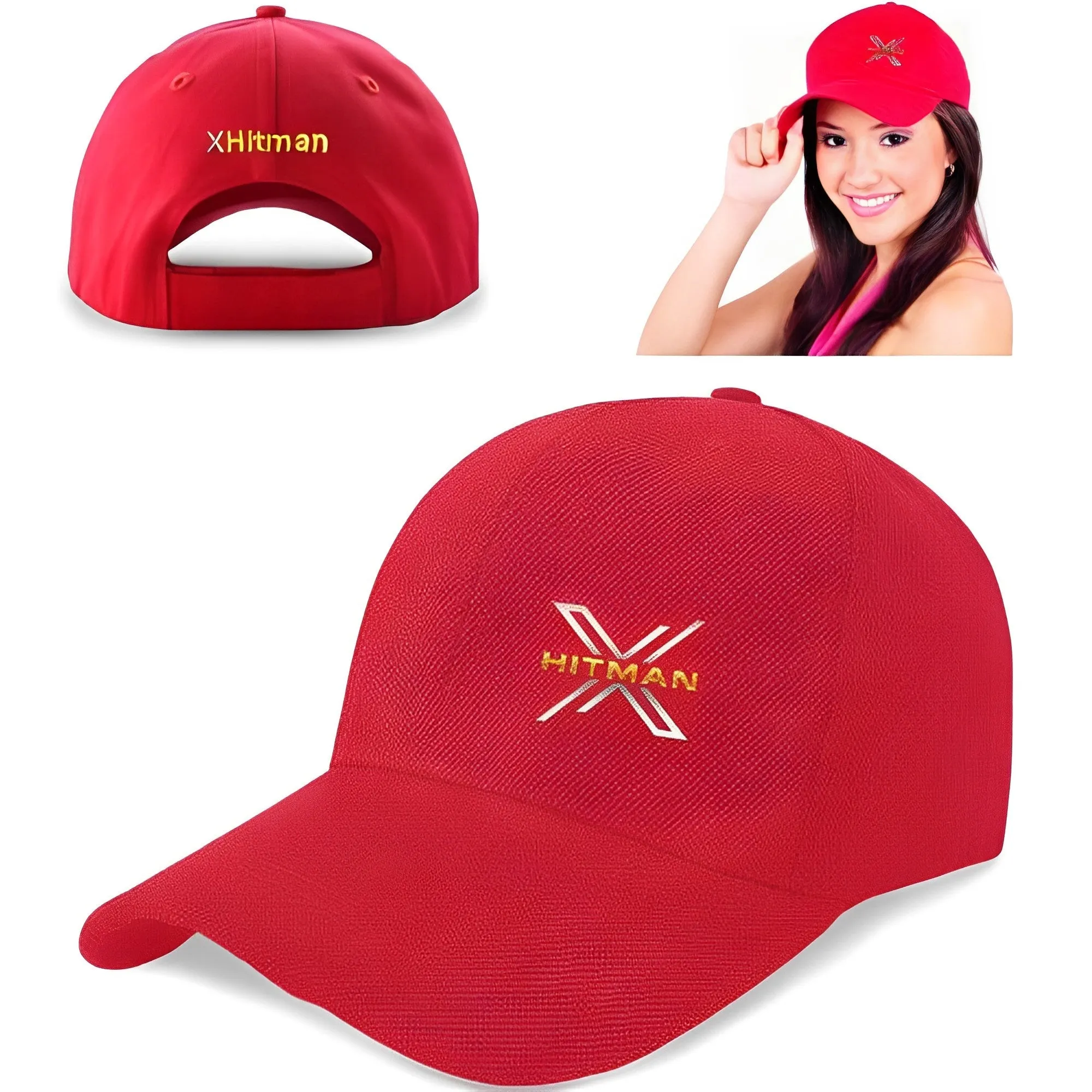 XHitman Stylish Modern, Sport Performance Adjustable Size Baseball Cap for Men and Women All Seasons Black & Red Combo