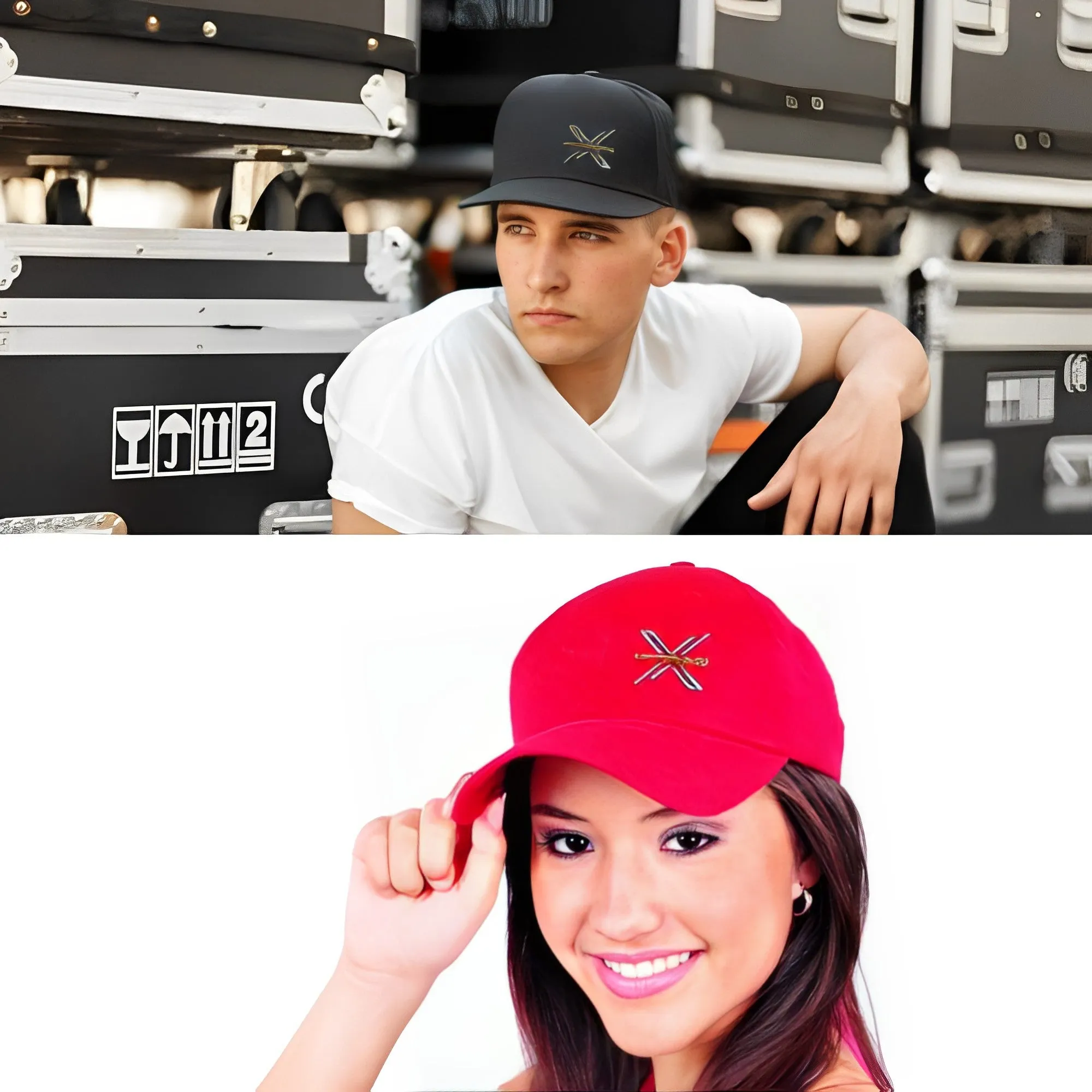 XHitman Stylish Modern, Sport Performance Adjustable Size Baseball Cap for Men and Women All Seasons Black & Red Combo