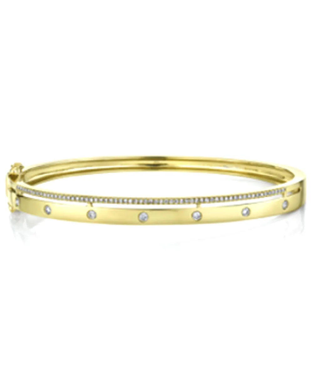Yellow Gold Pave Diamond Bangle Bracelet
