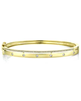 Yellow Gold Pave Diamond Bangle Bracelet